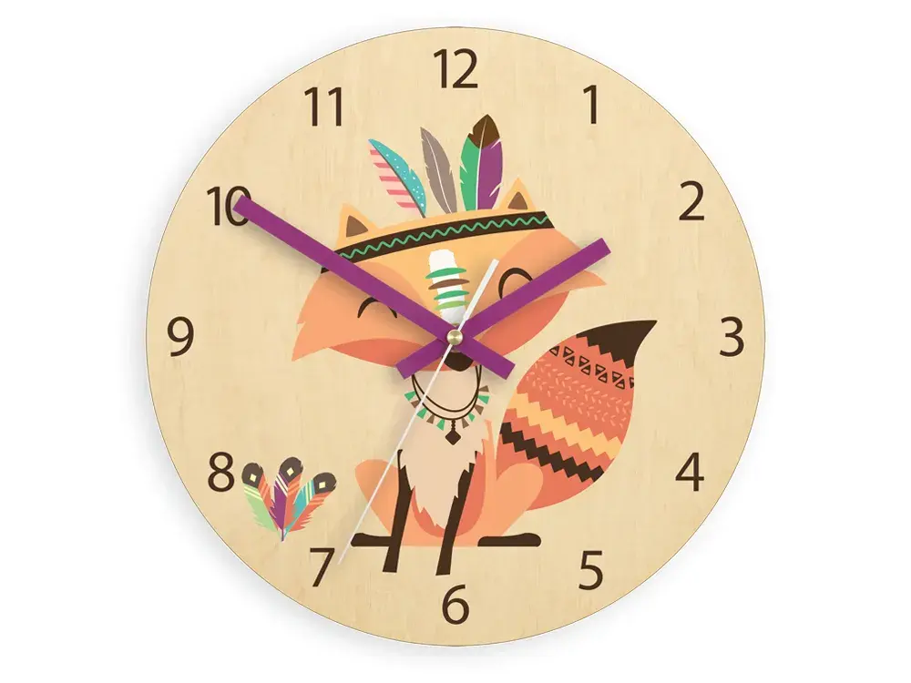 ModernClock Dětské nástěnné hodiny Ami Liška indián 30 cm vícebarevné