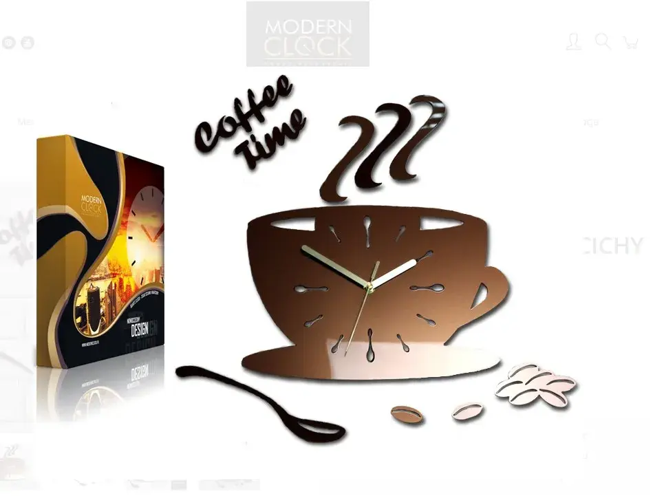 ModernClock Nástěnné hodiny Coffe měděné