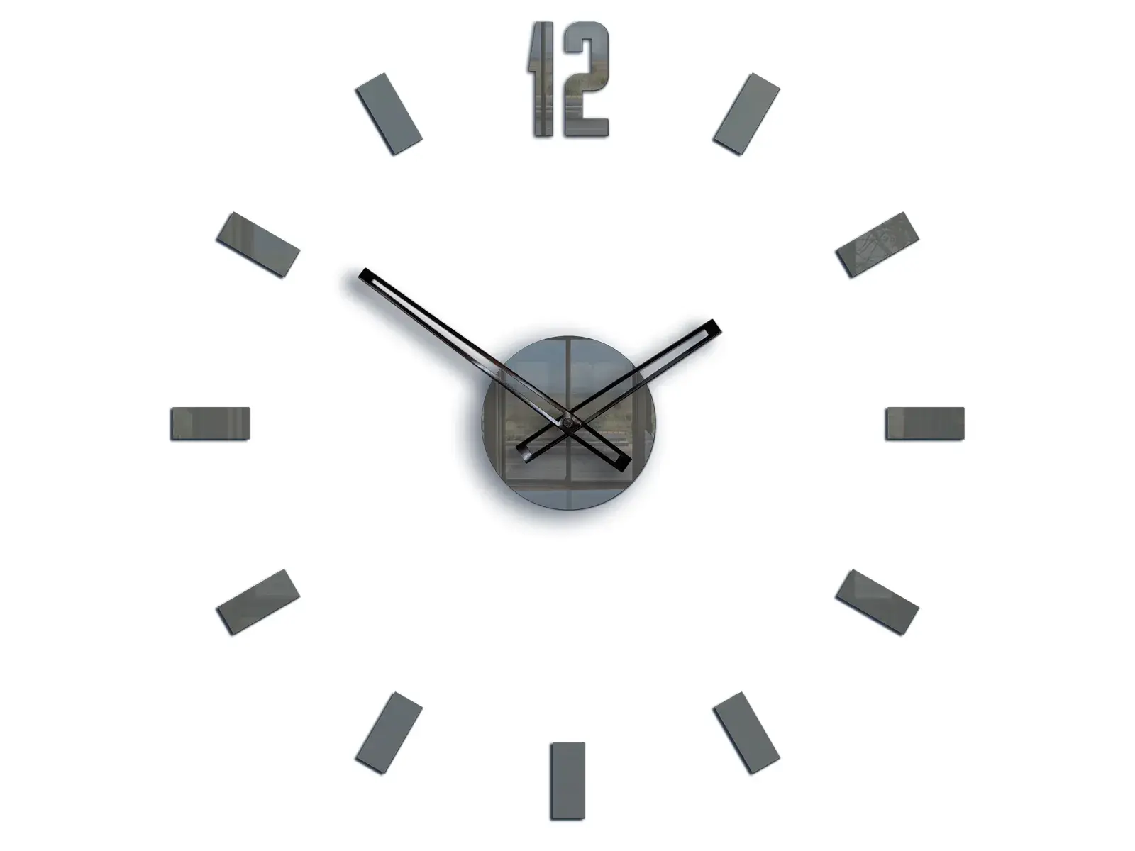 ModernClock Nástěnné samolepící hodiny Point 50 cm šedé