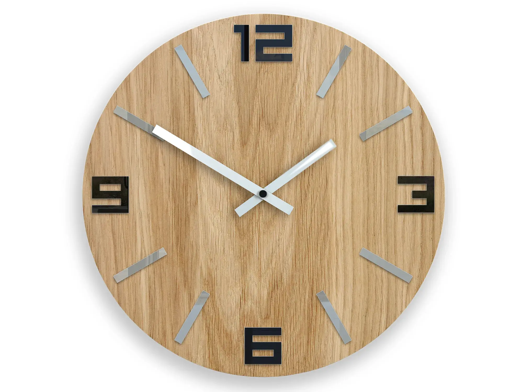 ModernClock Dřevěné nástěnné hodiny Arabic 33 cm hnědé/stříbrné