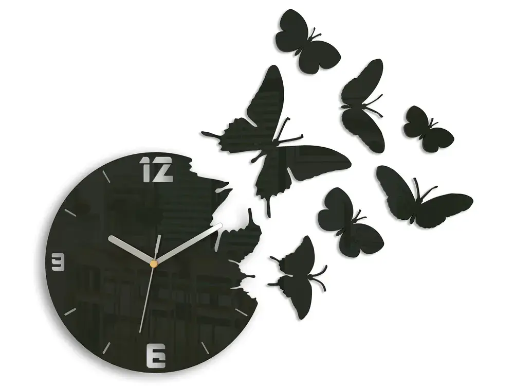 ModernClock 3D nalepovací hodiny Butterfly wenge