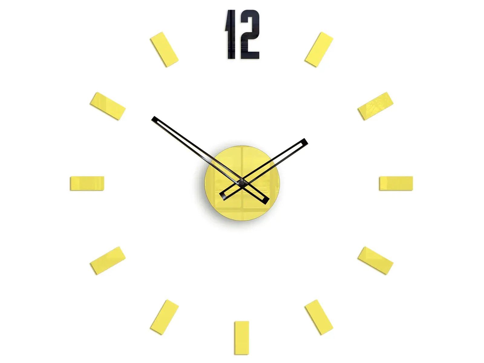 ModernClock Nástěnné samolepící hodiny Point 50 cm žluté