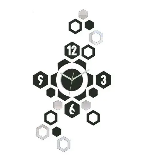 ModernClock 3D nalepovací hodiny Hexagon wenge