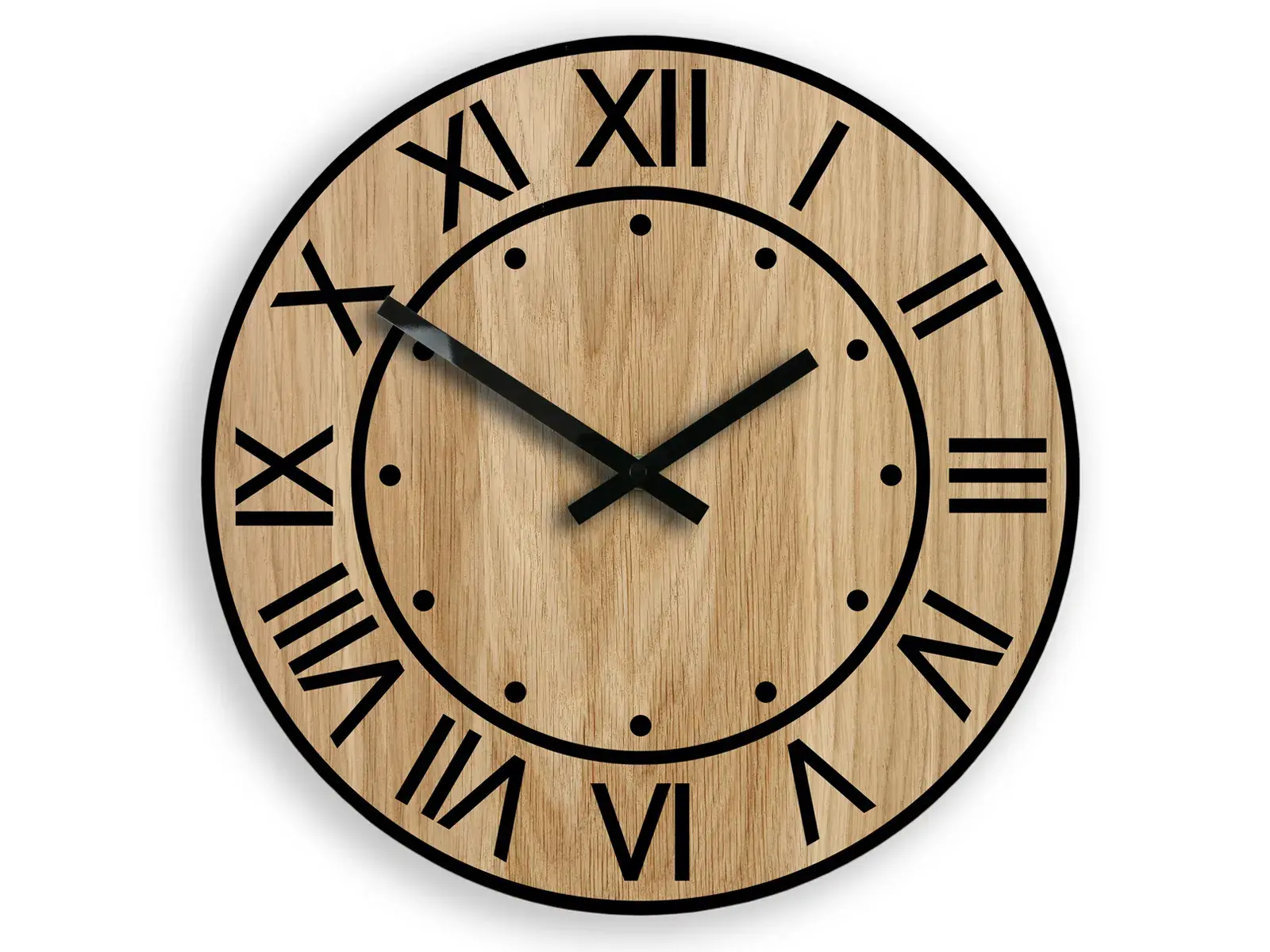 ModernClock Dřevěné nástěnné hodiny Artur 33 cm dub přírodní/černé