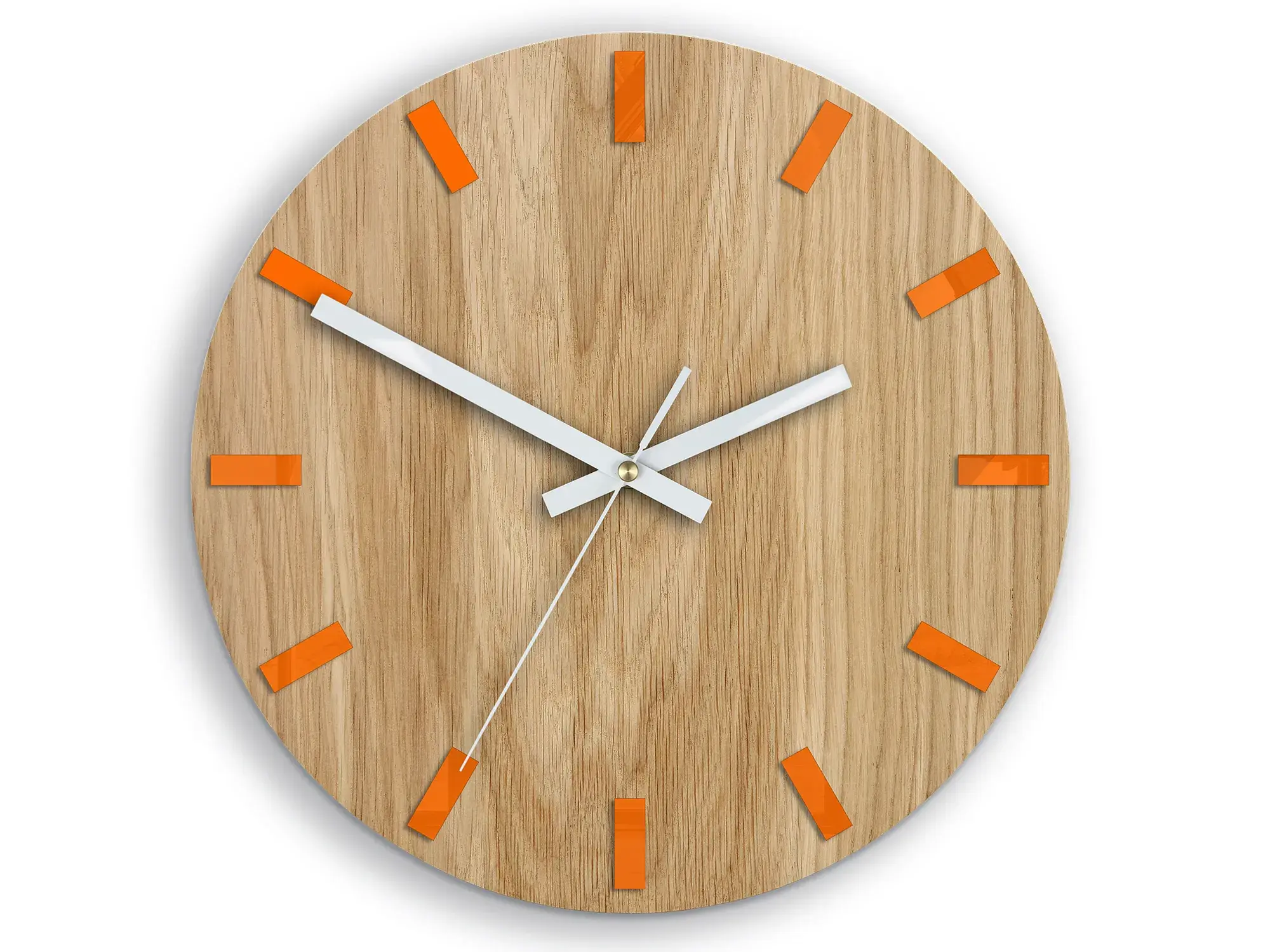ModernClock Dřevěné nástěnné hodiny Simple 33 cm dub přírodní/oranžové