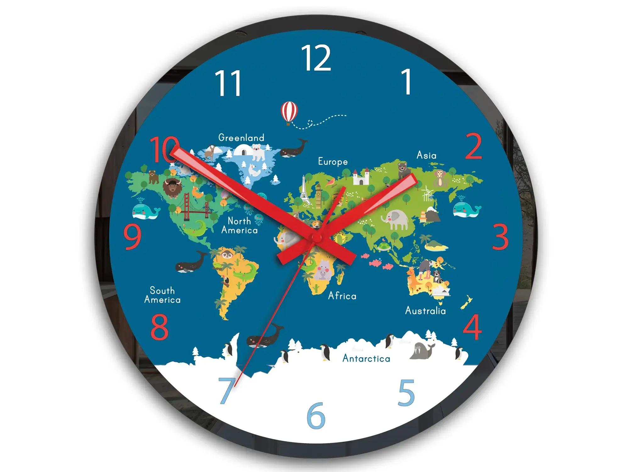 ModernClock Dětské nástěnné hodiny Mirro Mapa světa 30 cm vícebarevné