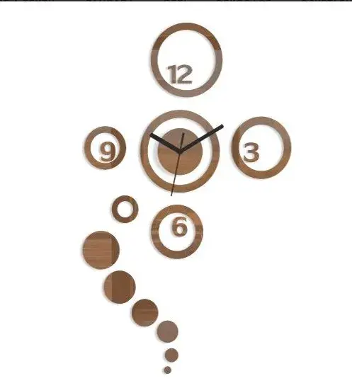 ModernClock 3D nalepovací hodiny Dream hnědo-zrcadlové