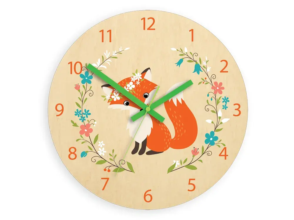 ModernClock Dětské nástěnné hodiny Ami Liška s květy 30 cm vícebarevné