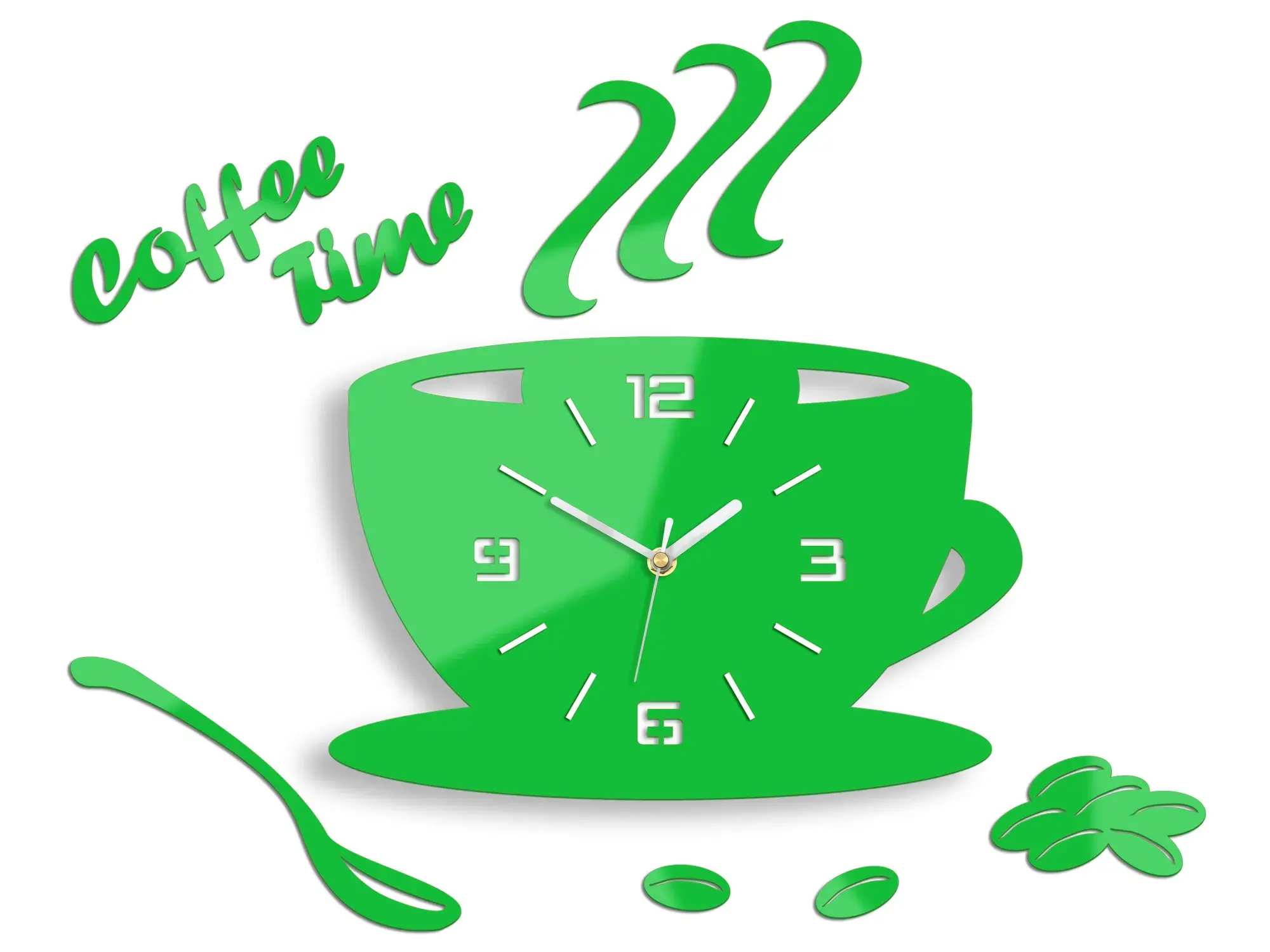ModernClock Nástěnné hodiny Coffee zelené