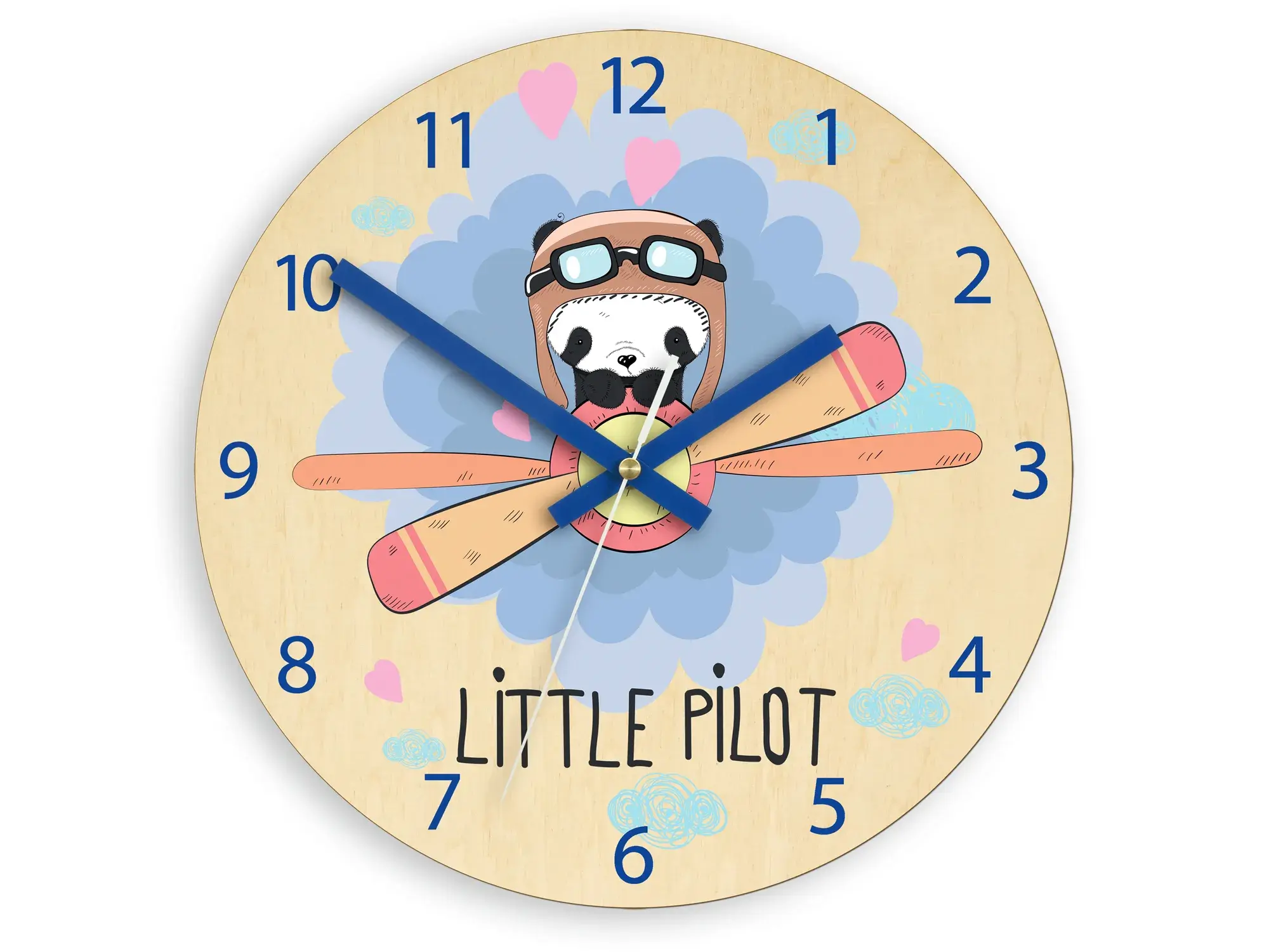 ModernClock Dětské nástěnné hodiny Ami Panda 30 cm vícebarevné