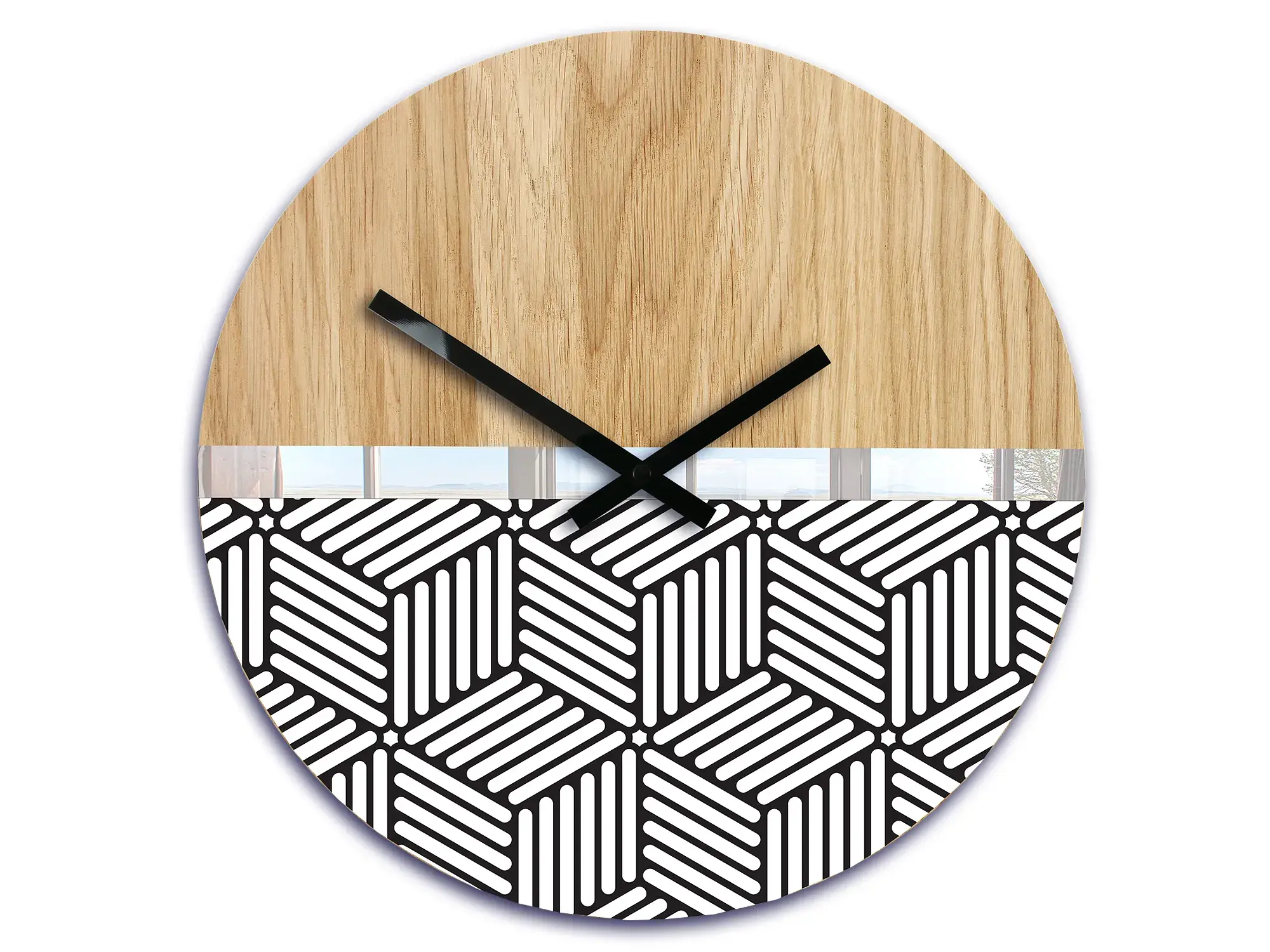 ModernClock Dřevěné nástěnné hodiny Echo 33 cm dub přírodní/černé