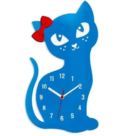 ModernClock Nástěnné hodiny Cat modré