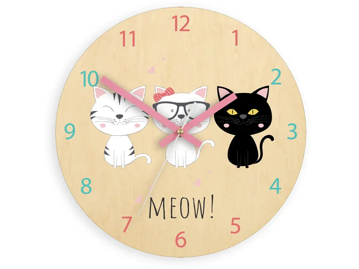 ModernClock Dětské nástěnné hodiny Ami Koťata 30 cm vícebarevné