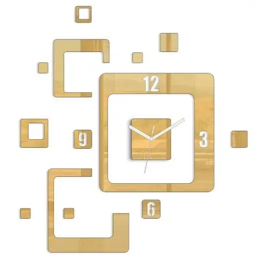 ModernClock 3D nalepovací hodiny Trio Quadrat zlaté