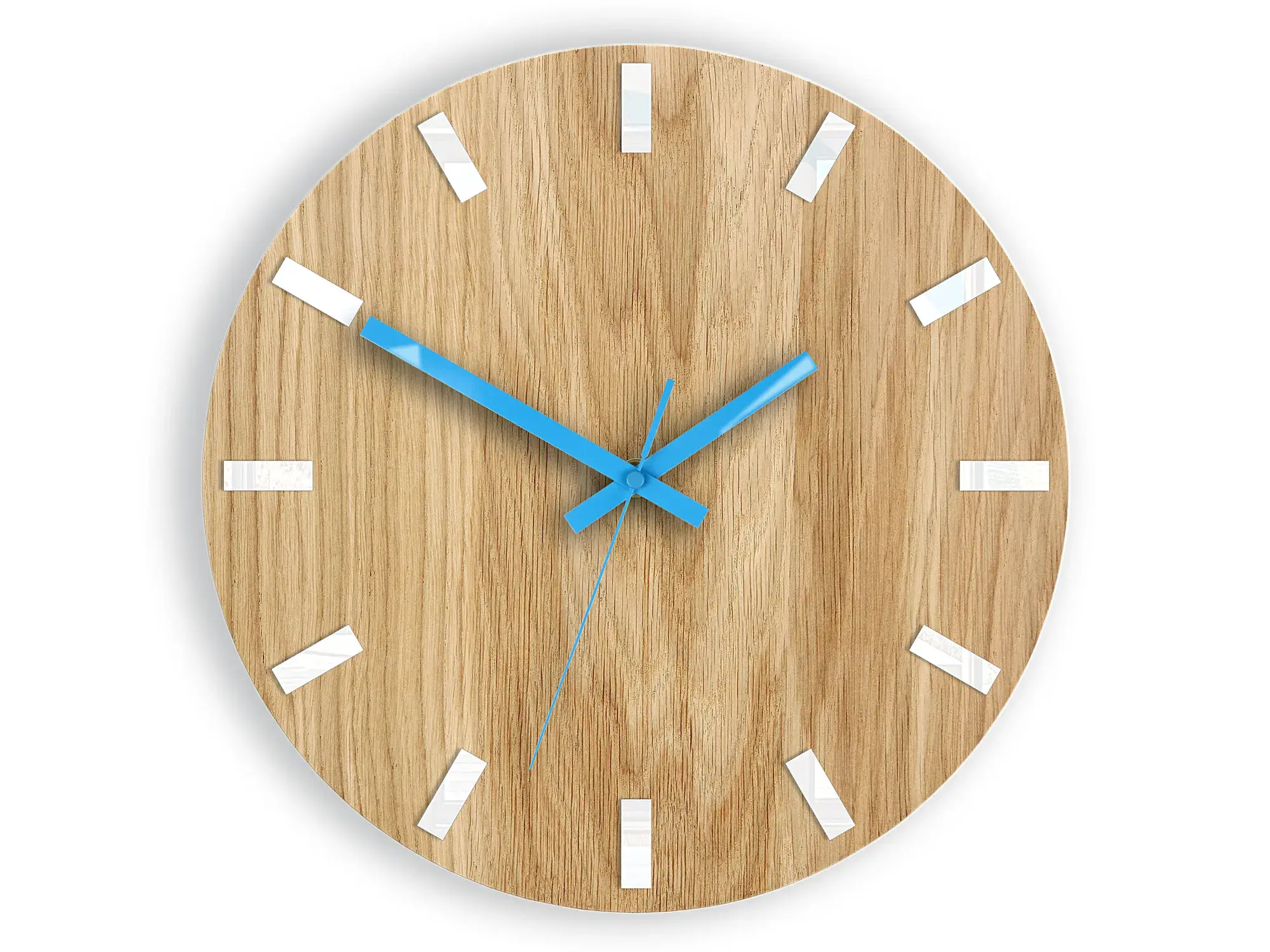 ModernClock Nástěnné hodiny Simple Oak hnědo-tyrkysové