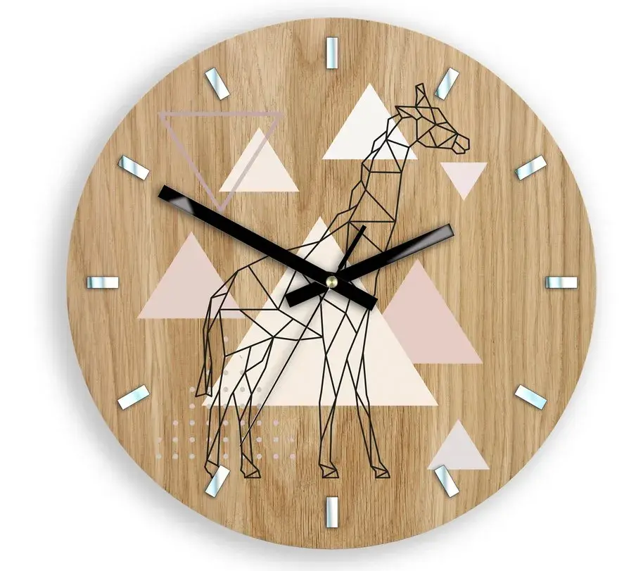 ModernClock Dřevěné nástěnné hodiny Žirafa 33 cm dub přírodní