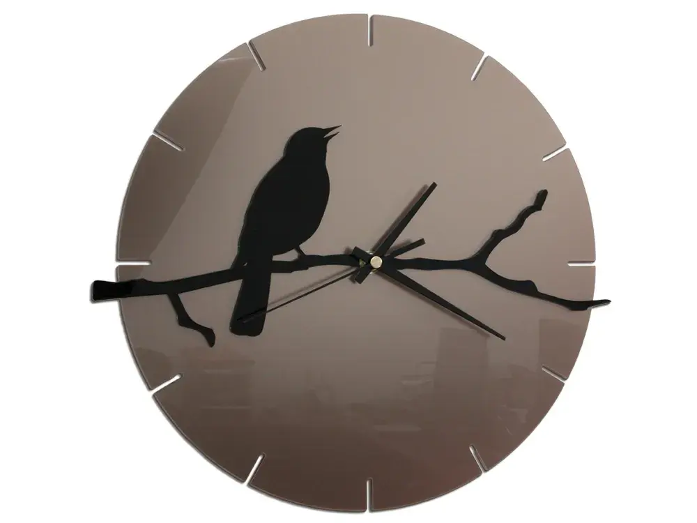 ModernClock Nástěnné hodiny Bird šedo-černé