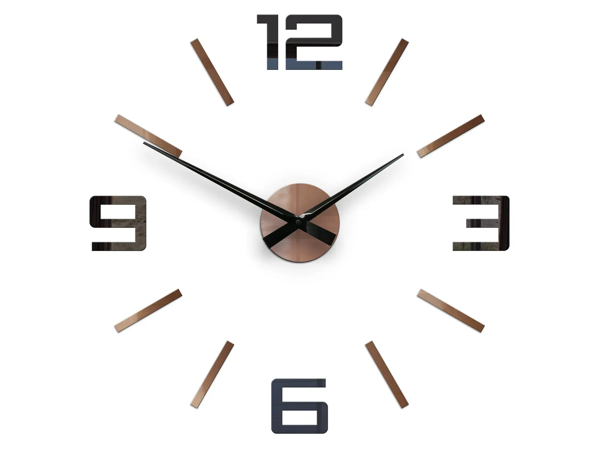 ModernClock 3D nalepovací hodiny Reden černo-měděné