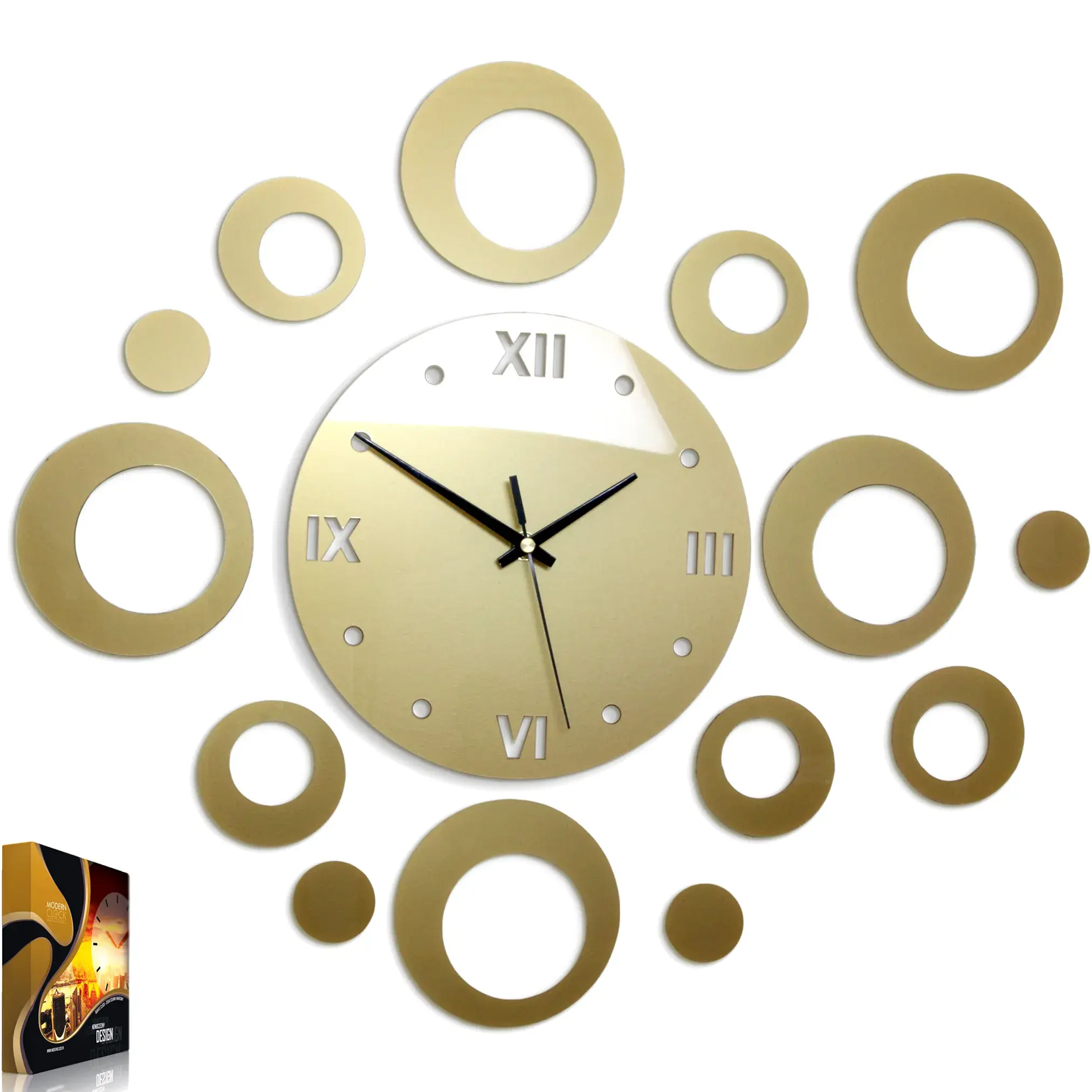 ModernClock 3D nalepovací hodiny Ring zlaté