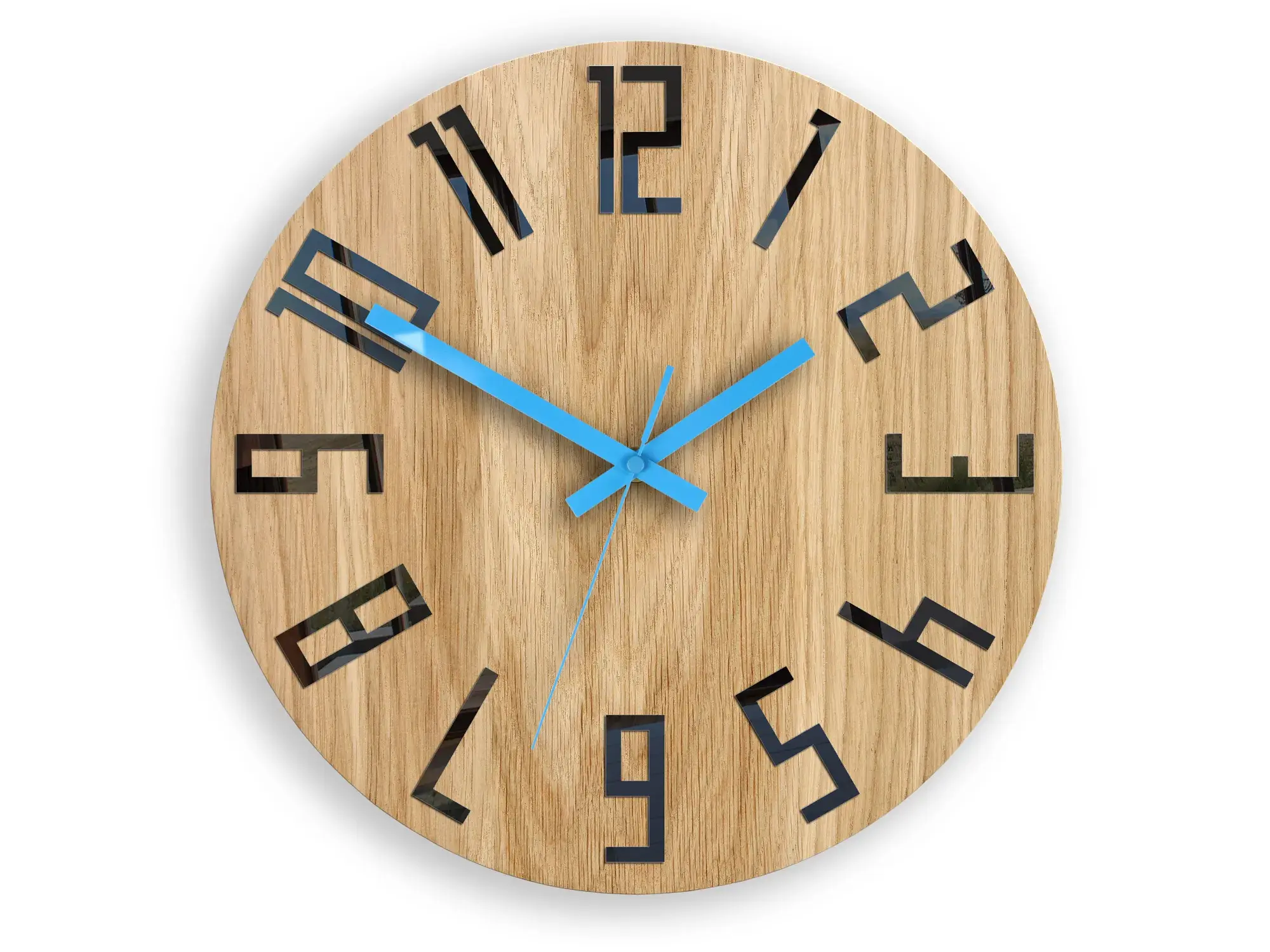 ModernClock Dřevěné nástěnné hodiny Slim 33 cm černé/modré/hnědé