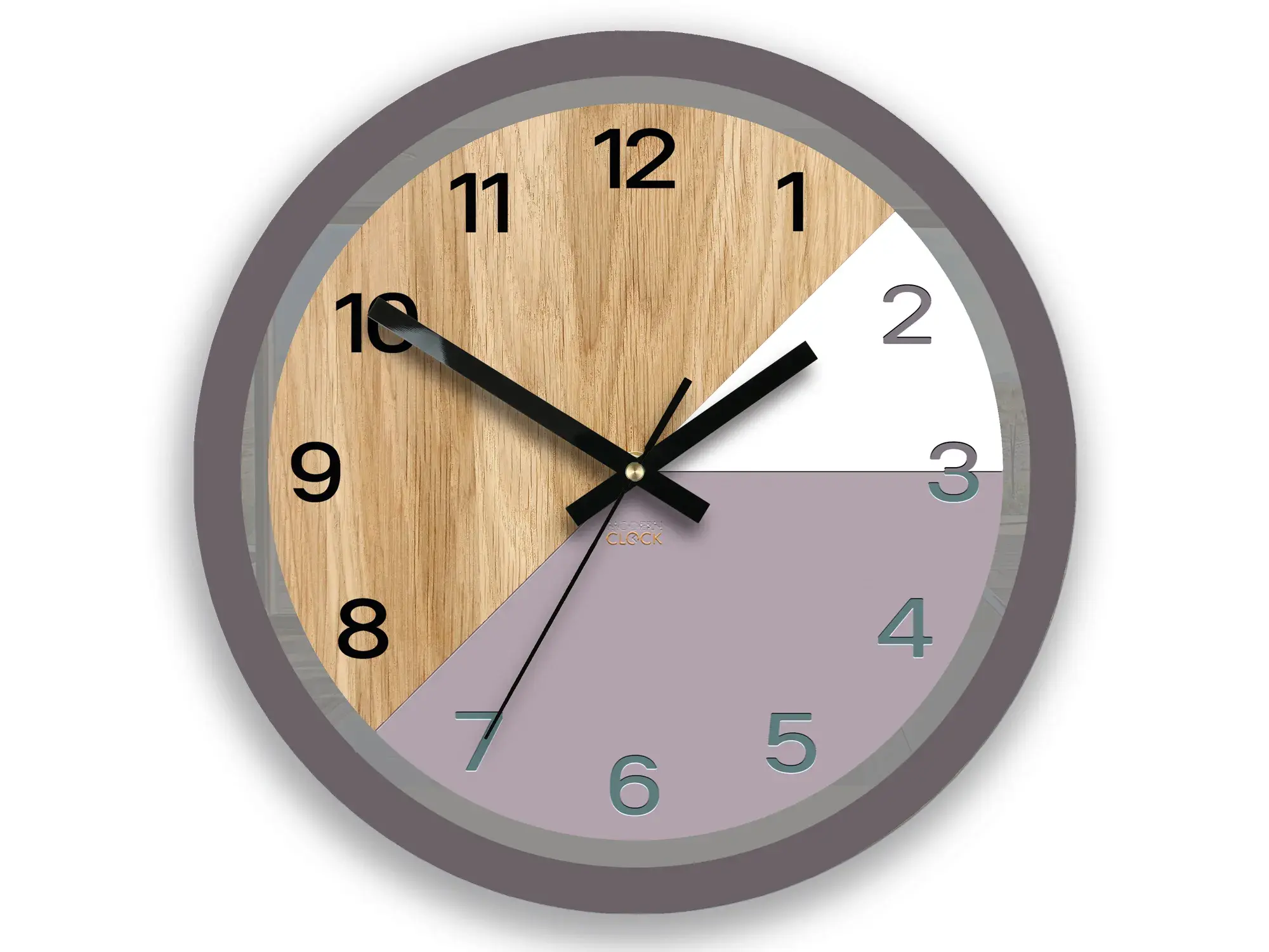 ModernClock Dřevěné nástěnné hodiny Paris 33 cm fialové/černé
