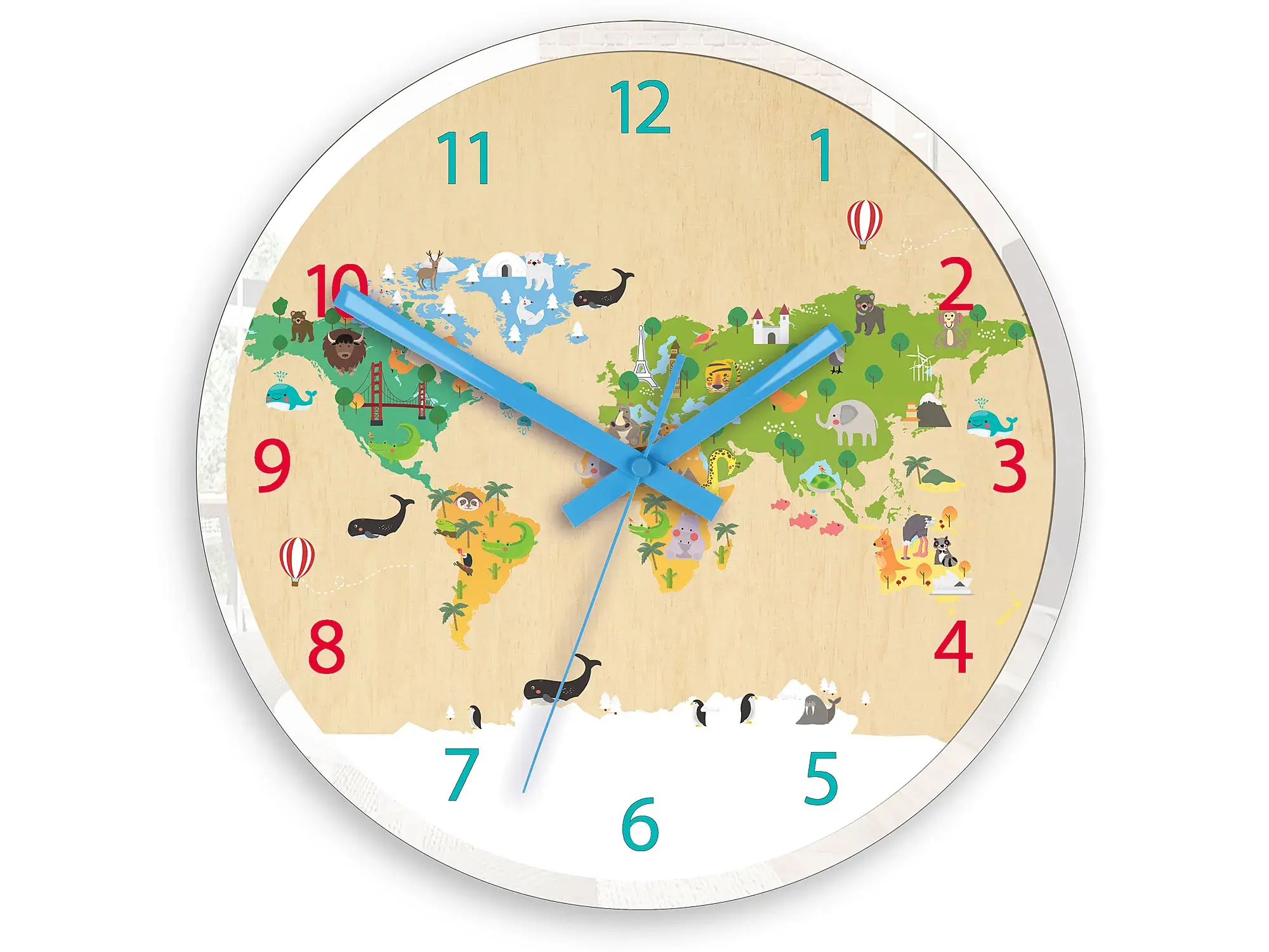ModernClock Dětské nástěnné hodiny Mirro Svět 30 cm vícebarevné