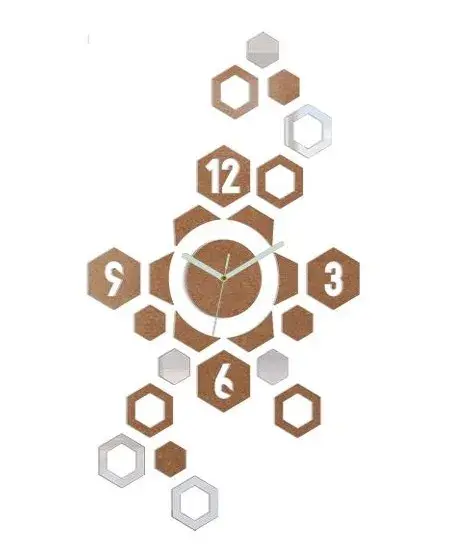 ModernClock 3D nalepovací hodiny Hexagon měděné