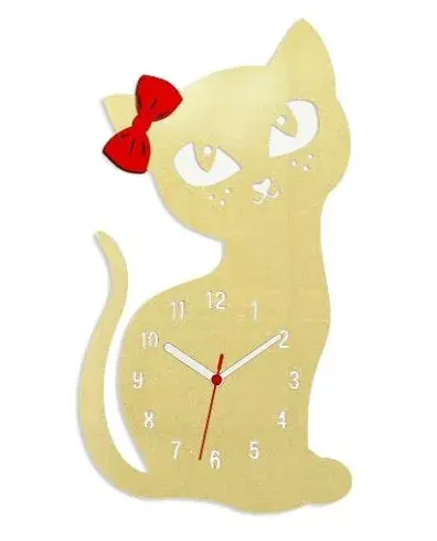 ModernClock Nástěnné hodiny Cat zlaté