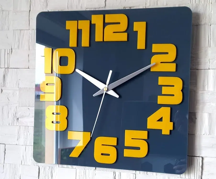ModernClock Nástěnné hodiny Logic 30 cm šedé/žluté