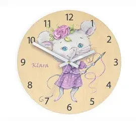 ModernClock Dětské nástěnné hodiny Ami Myška 30 cm vícebarevné
