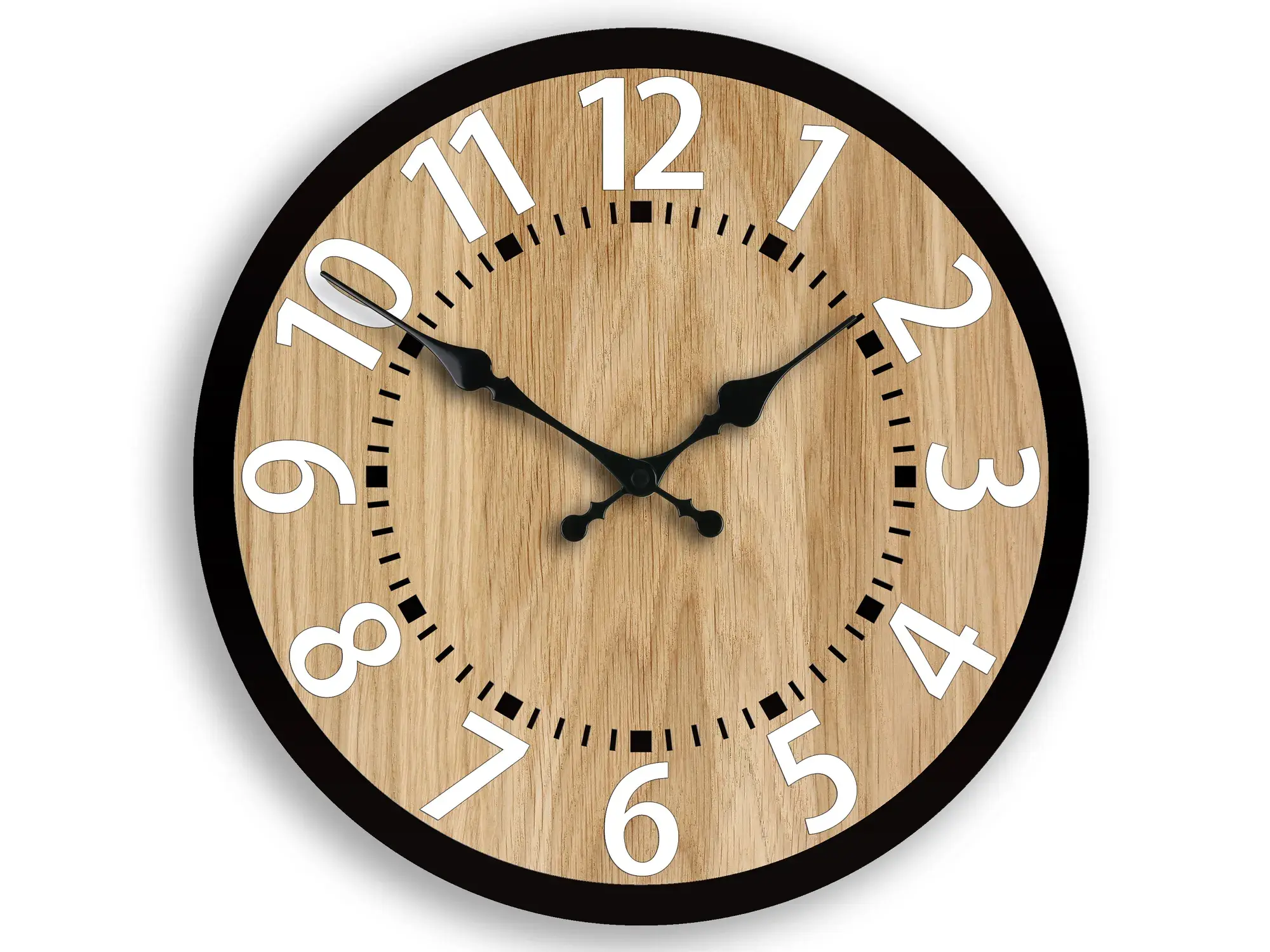 ModernClock Dřevěné nástěnné hodiny Berlin 33 cm bílé/hnědé