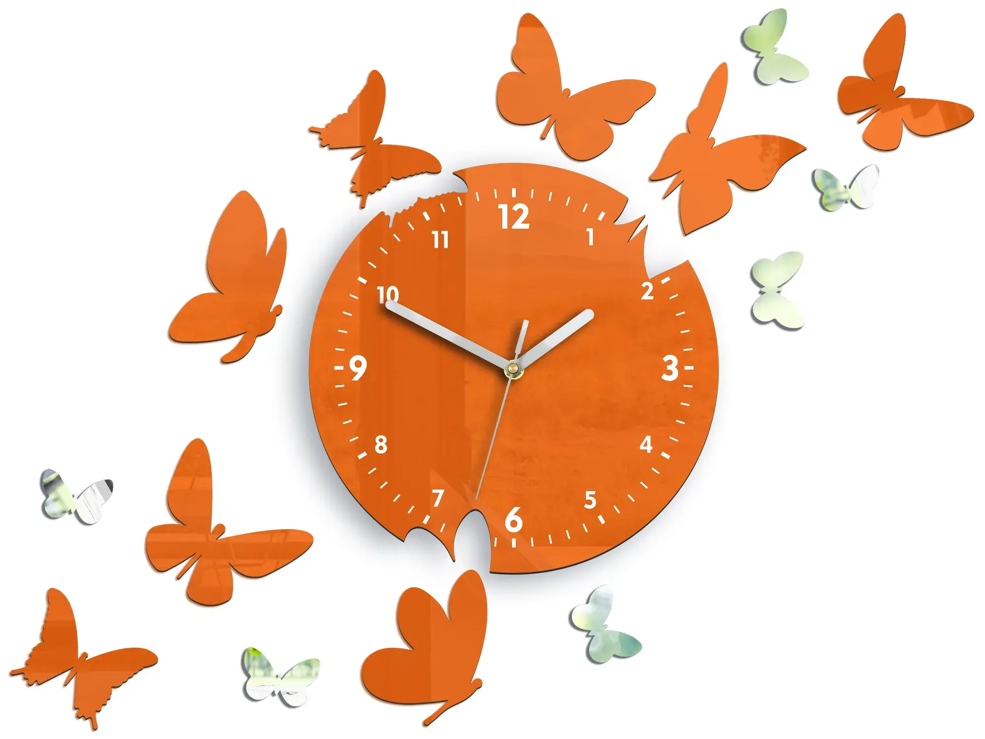 ModernClock Nástěnné hodiny Motyle 28 cm oranžové