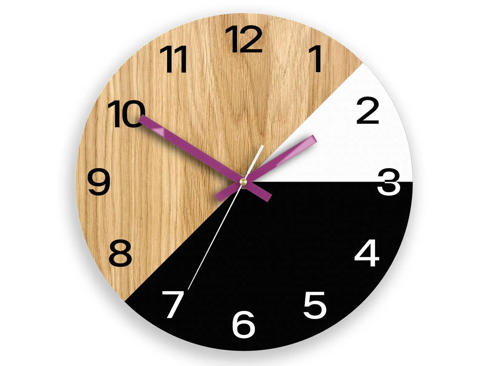 ModernClock Dřevěné nástěnné hodiny Texas 33 cm černé/fialové