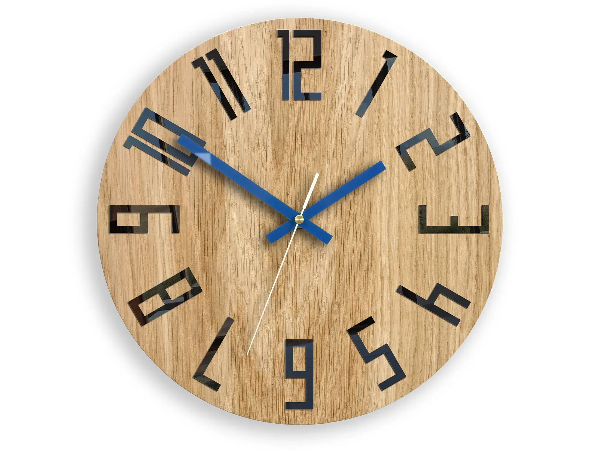 ModernClock Dřevěné nástěnné hodiny Slim 33 cm černé/tmavě modré/hnědé