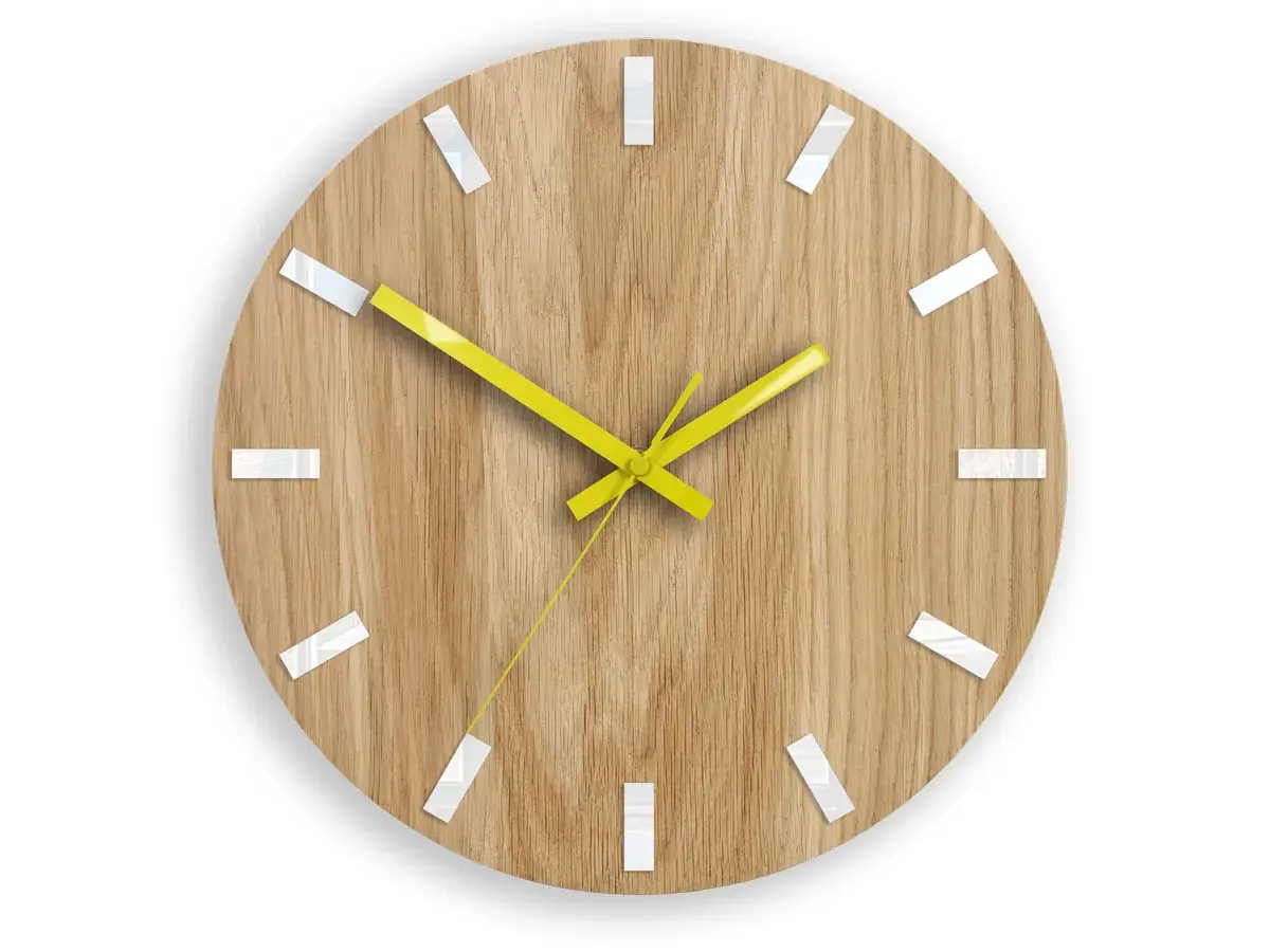 ModernClock Nástěnné hodiny Simple Oak hnědo-žluté