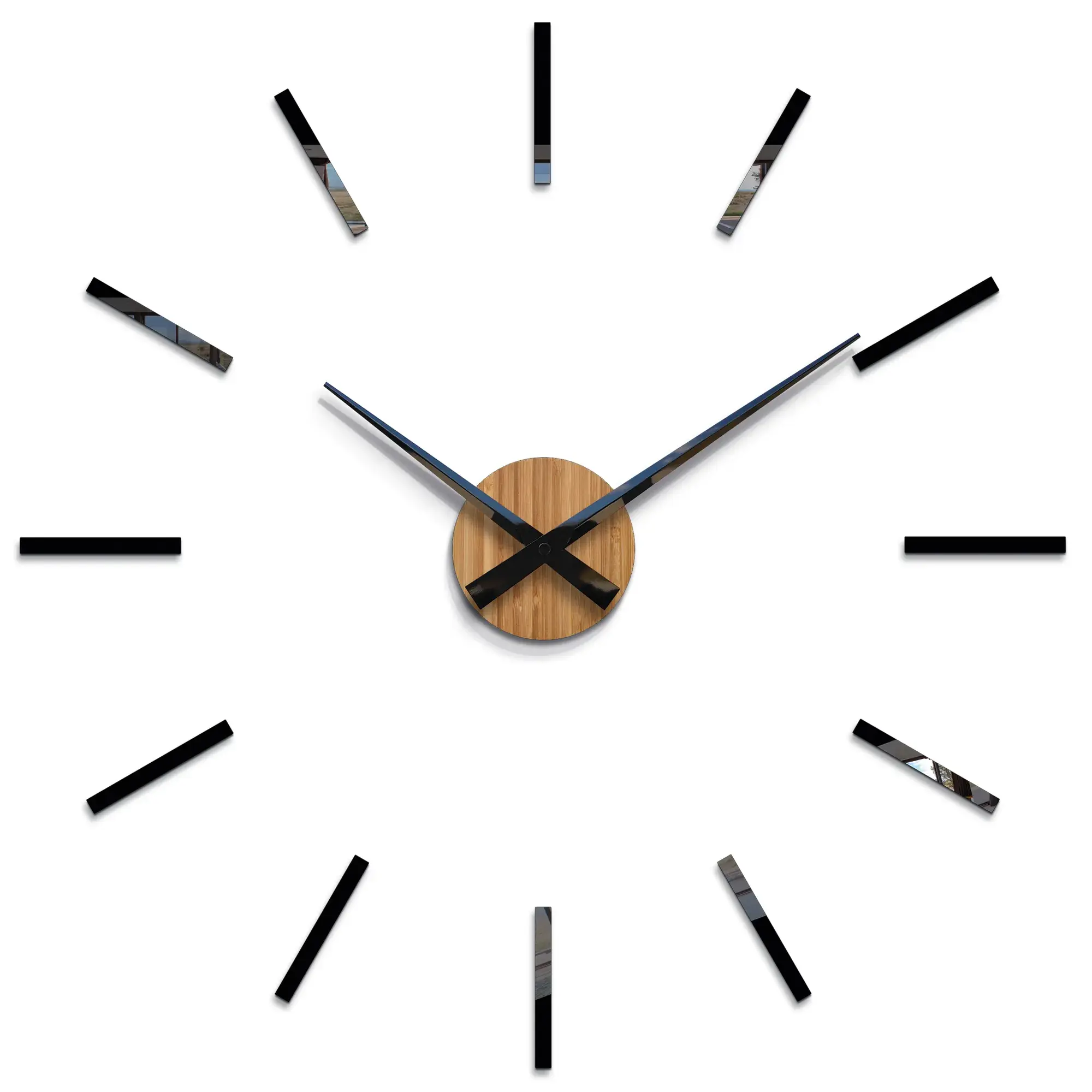 ModernClock Nástěnné samolepící hodiny Cezar 65 cm černé/hnědé