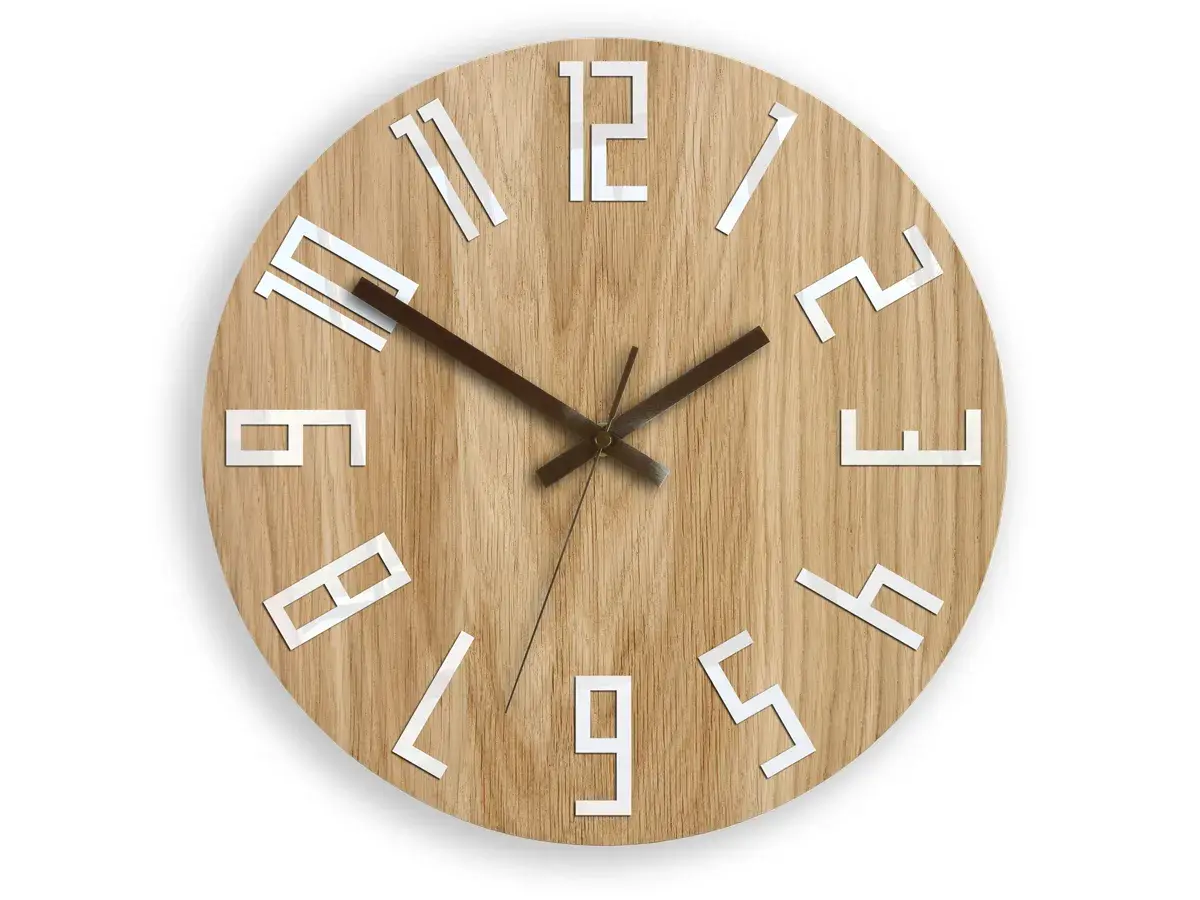 ModernClock Nástěnné hodiny slim Dub hnědé