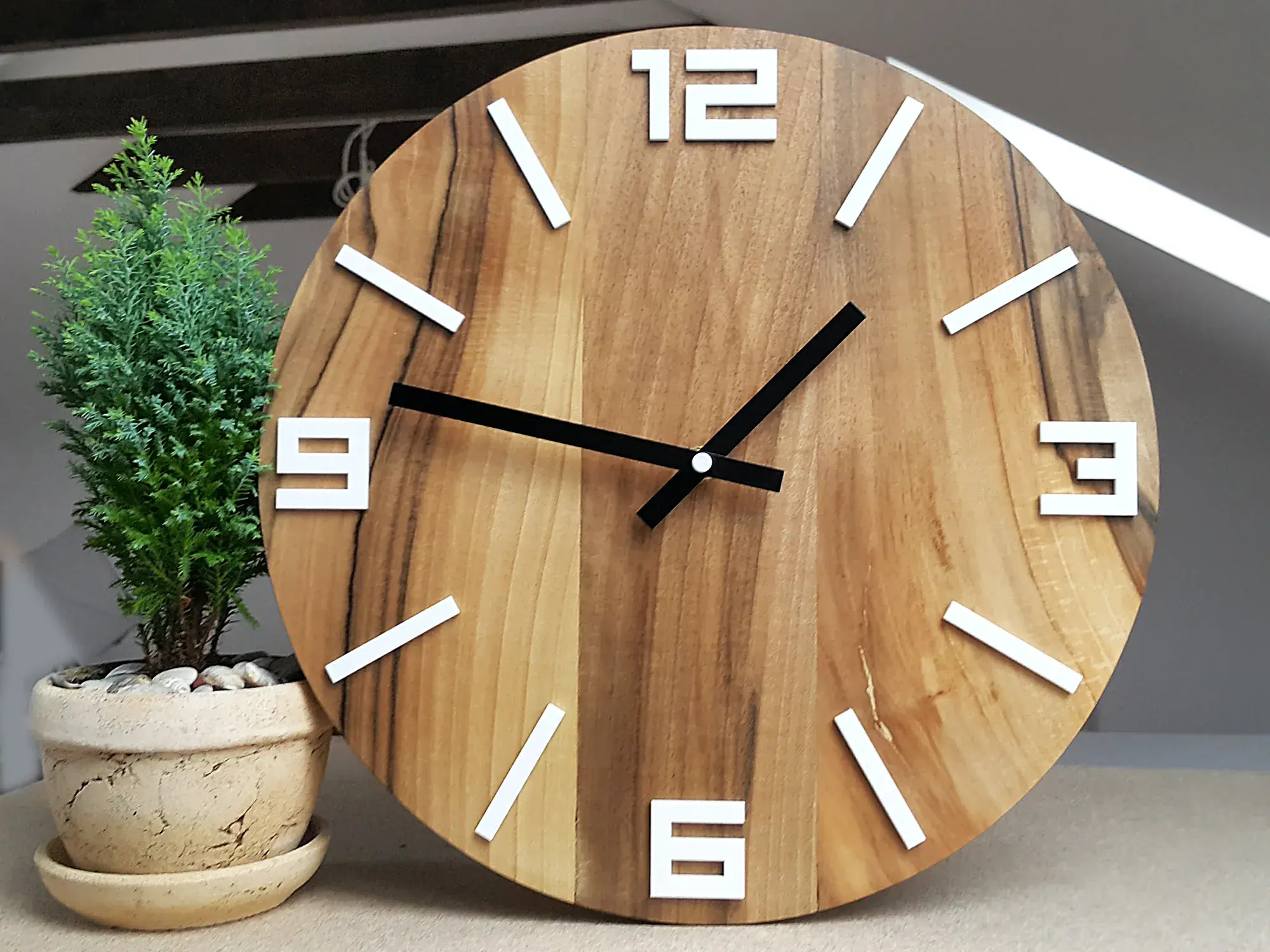 ModernClock Hodiny Arabic Wood hnědo-černé