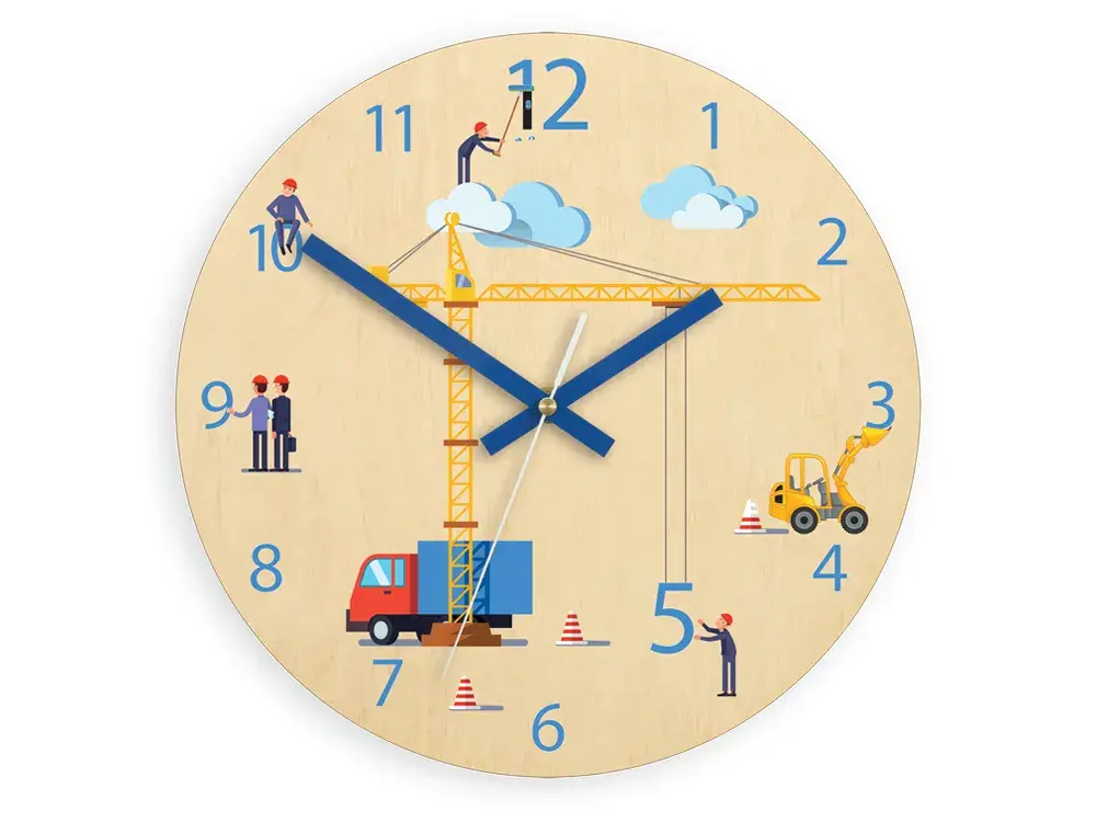 ModernClock Dětské nástěnné hodiny Ami Staveniště 30 cm vícebarevné