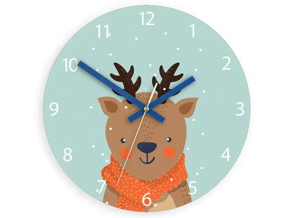 ModernClock Dětské nástěnné hodiny Jelen 30 cm vícebarevné