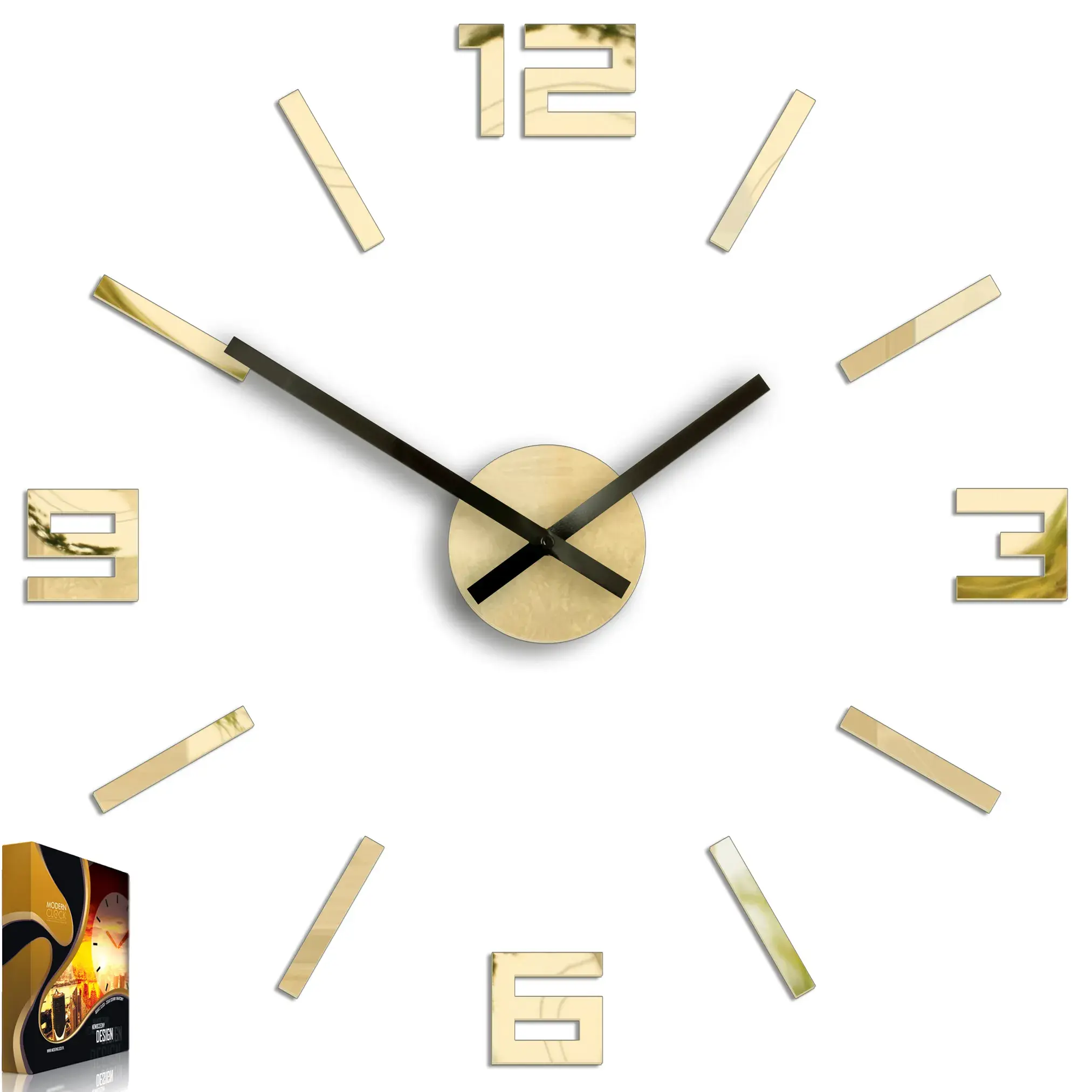 ModernClock 3D nalepovací hodiny Reden zlaté zrcadlové