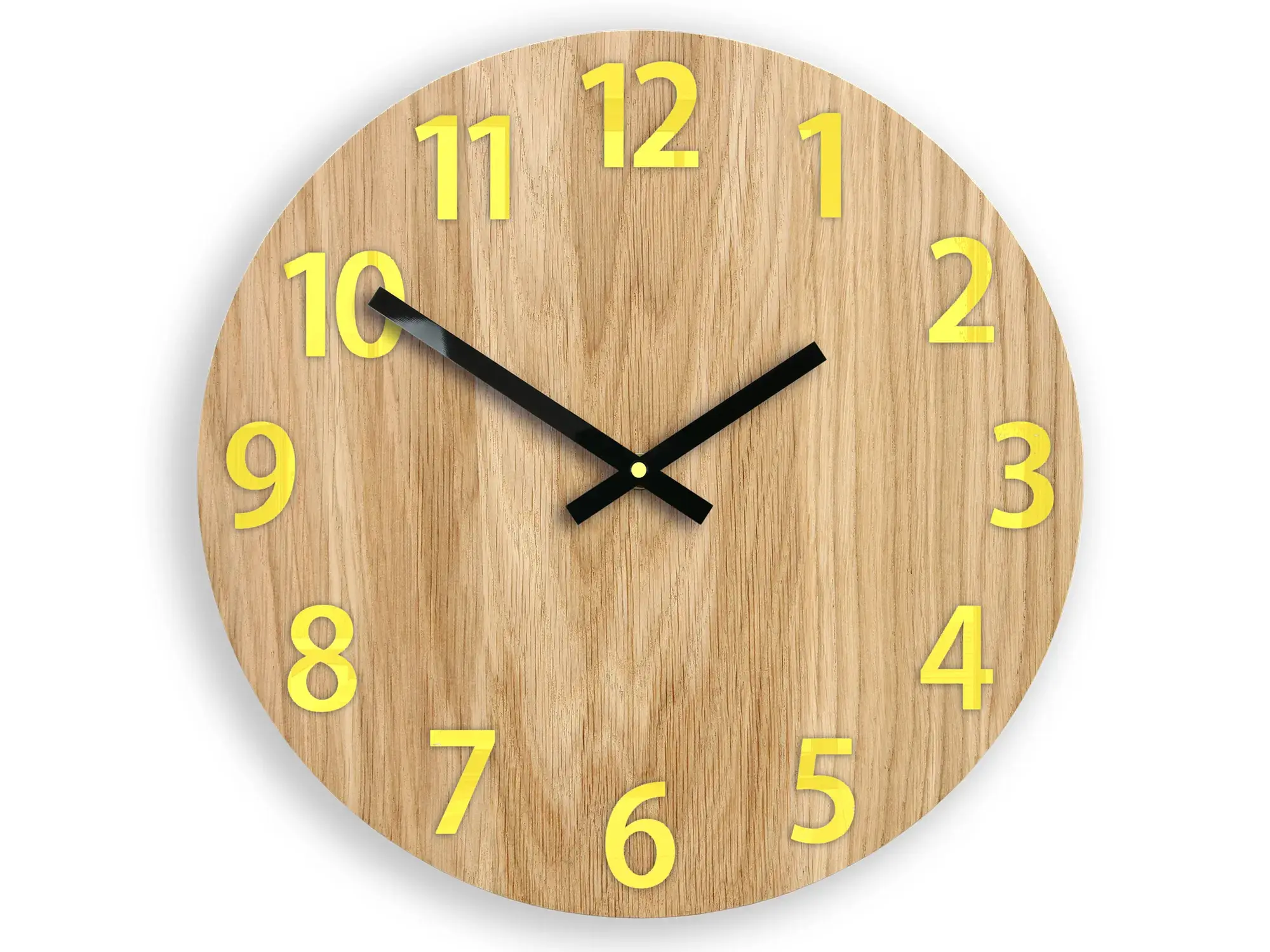 ModernClock Dřevěné nástěnné hodiny Amadeus 33 cm žluté/bílé