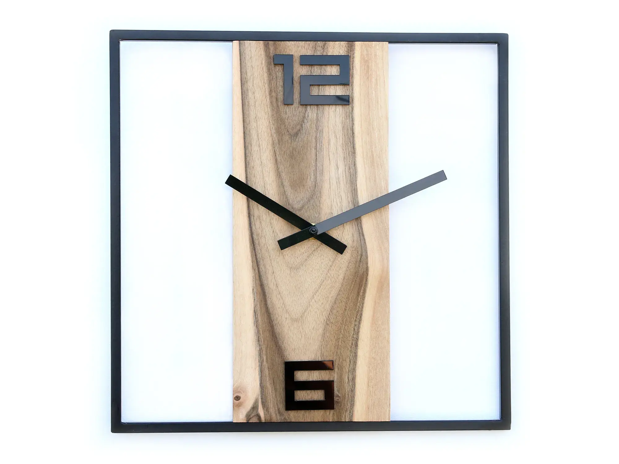 ModernClock Nástěnné hodiny Woody 33 cm ořech/černé