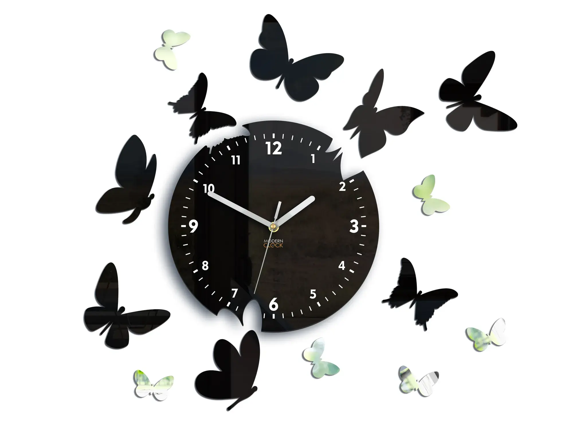 ModernClock Nástěnné hodiny Motyle 28 cm černé