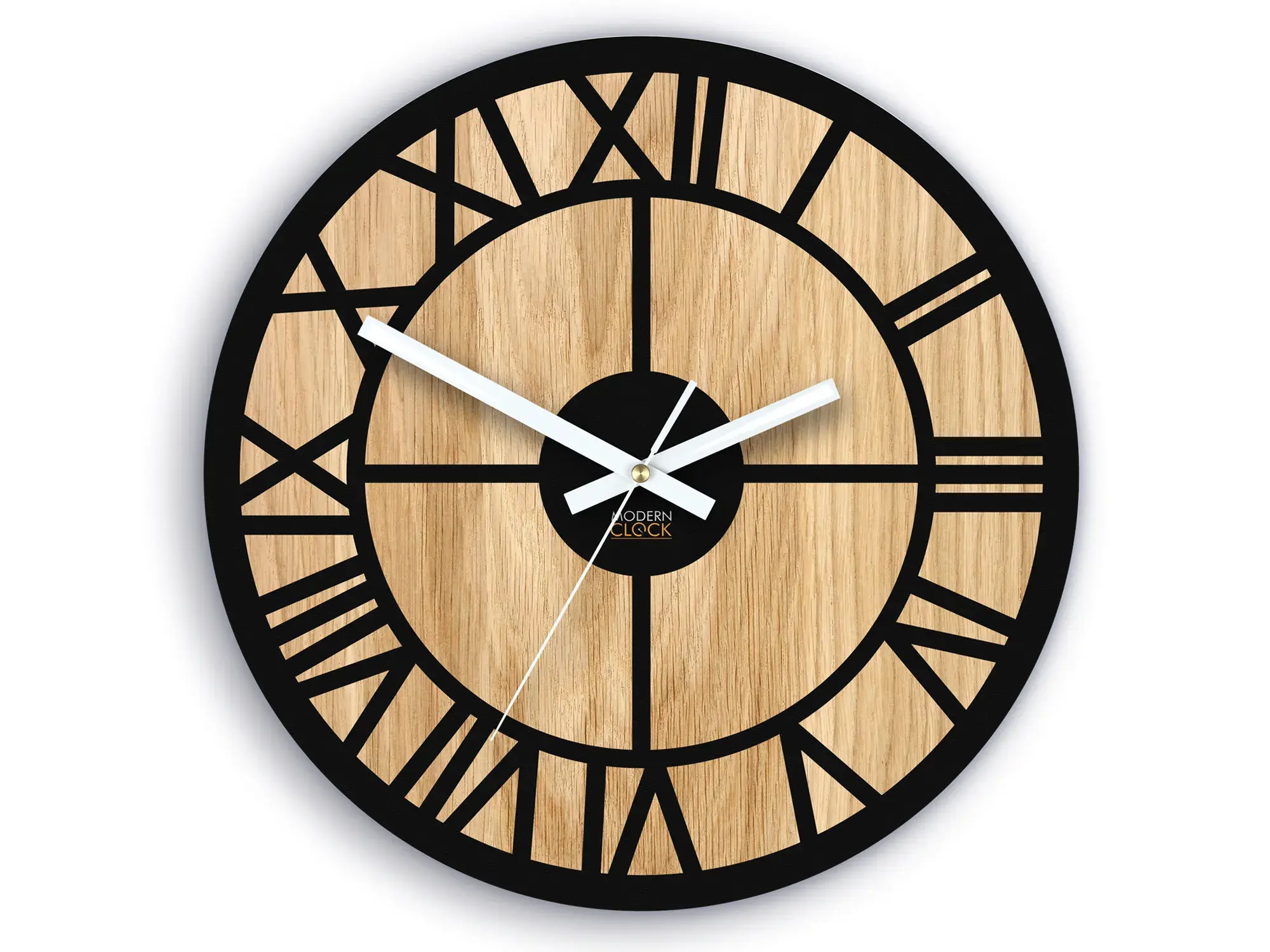 ModernClock Dřevěné nástěnné hodiny Oslo 33 cm dub přírodní/černé