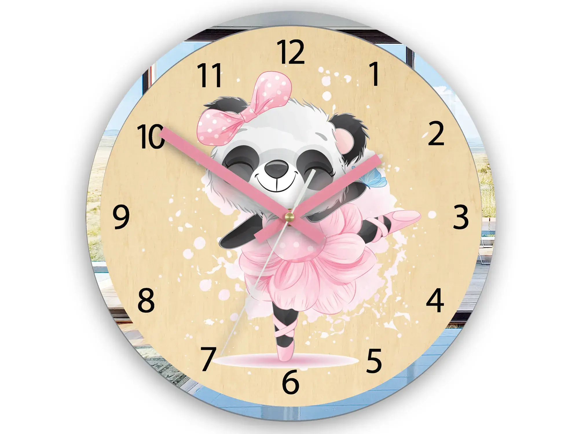 ModernClock Dětské nástěnné hodiny Mirro Panda 30 cm vícebarevné