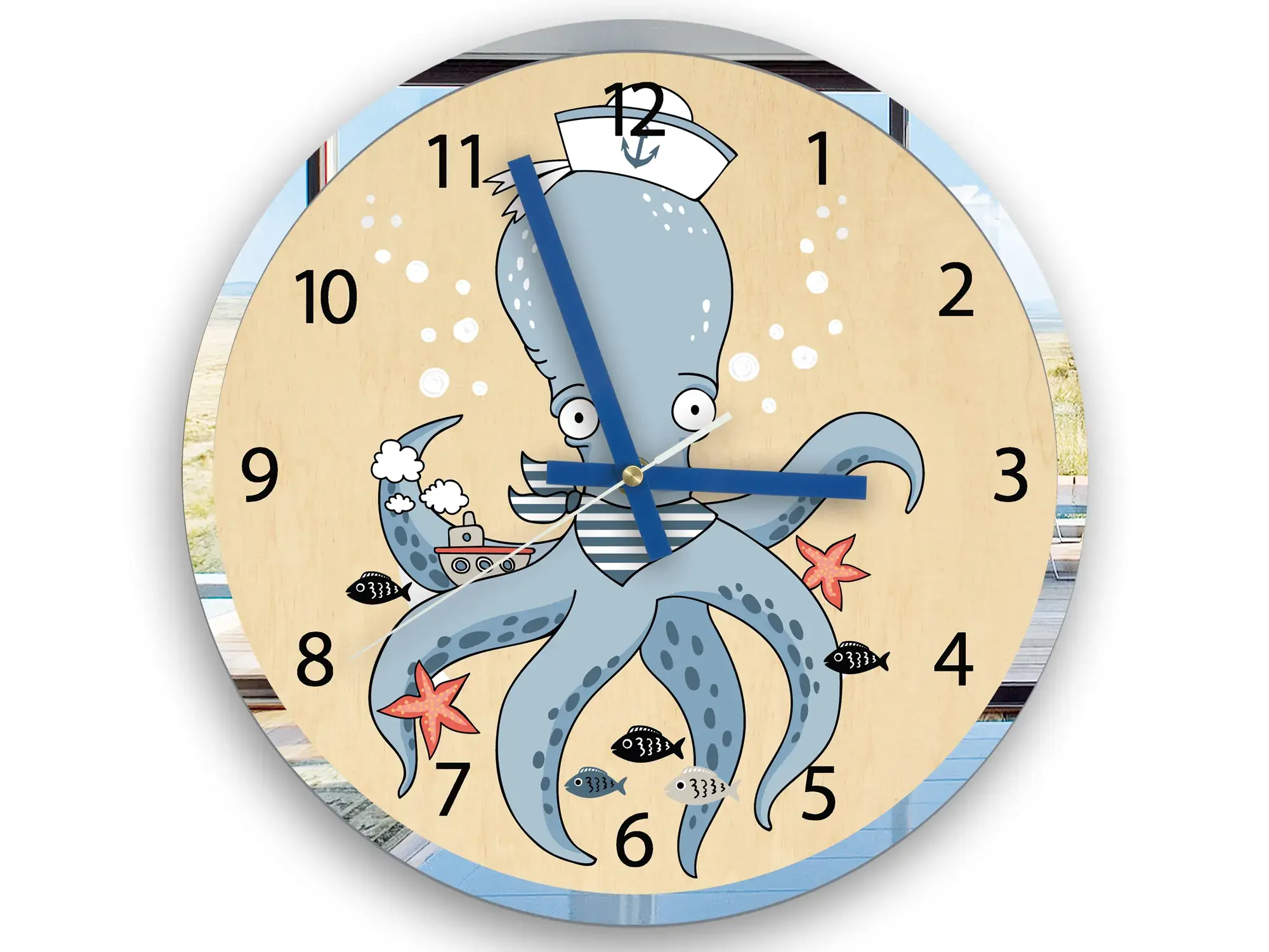 ModernClock Dětské nástěnné hodiny Mirro Chobotnice 30 cm vícebarevné