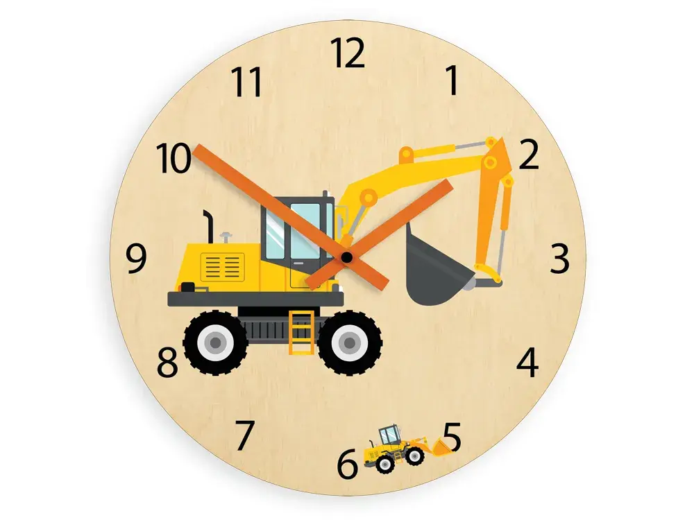 ModernClock Dětské nástěnné hodiny Ami Bagr 30 cm vícebarevné