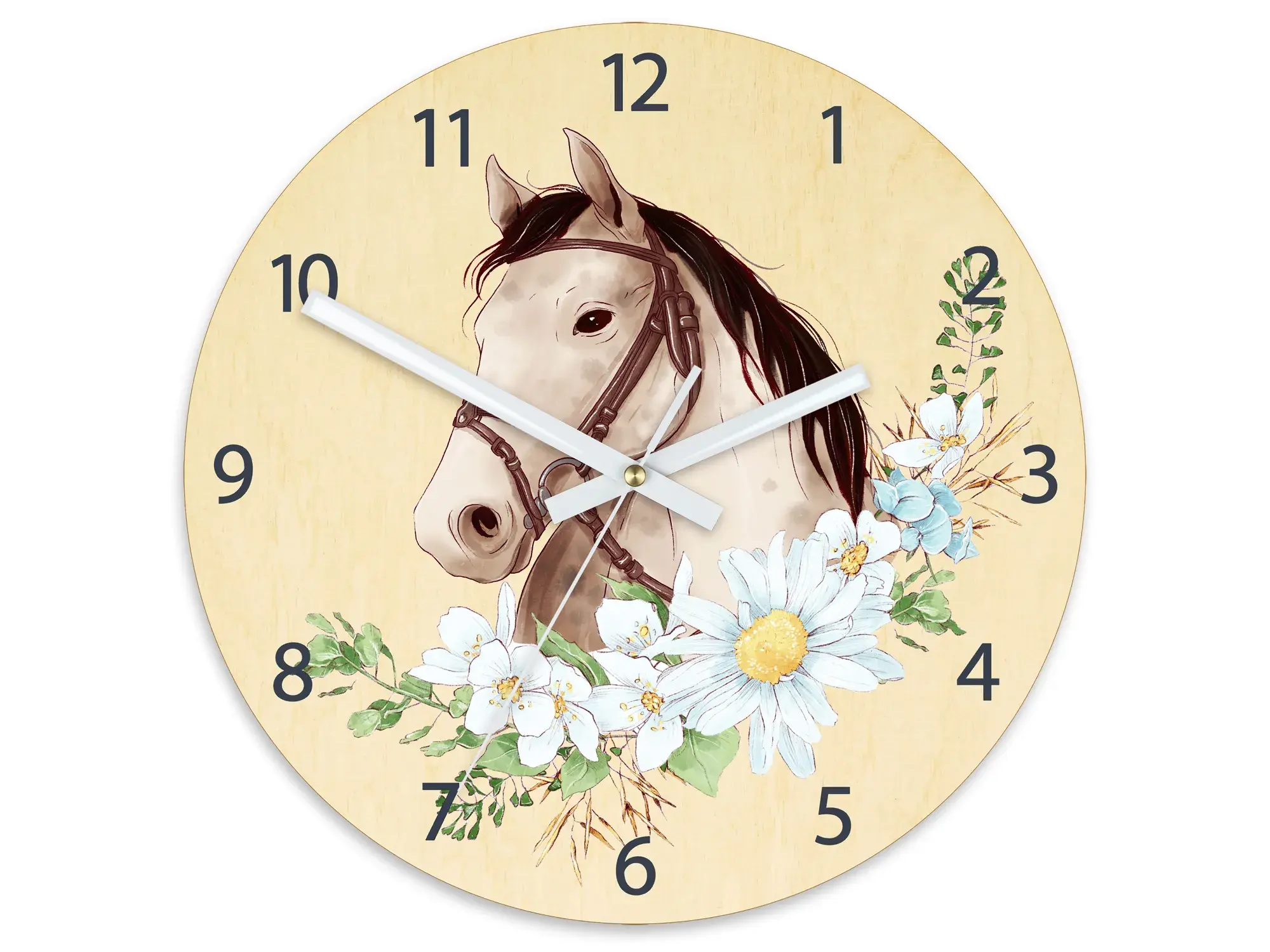 ModernClock Dětské nástěnné hodiny Ami Kůň bílý 30 cm vícebarevné