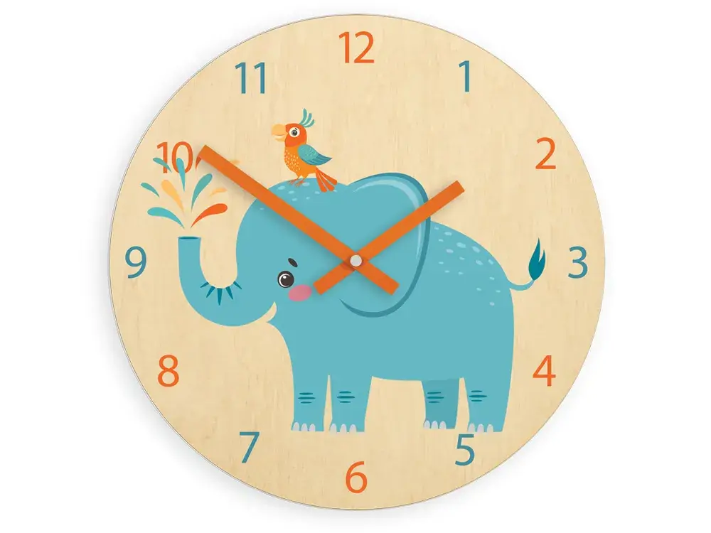 ModernClock Dětské nástěnné hodiny Ami Slon 30 cm vícebarevné